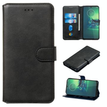 For Motorola Moto G8 Plus Classic Calf Texture Horizontal Flip PU Leather Case, with Holder & Card Slots & Wallet(Black)