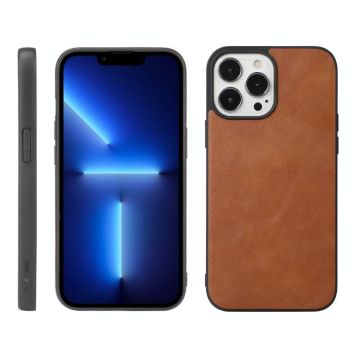 For iPhone 13 Pro Cowhide Texture PU Phone Case (Brown)
