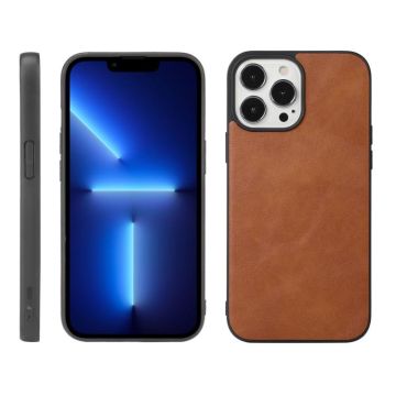 For iPhone 13 Pro Max Cowhide Texture PU Phone Case (Brown)
