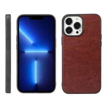 For iPhone 13 Pro Max Crazy Horse Texture PU Phone Case (Coffee)