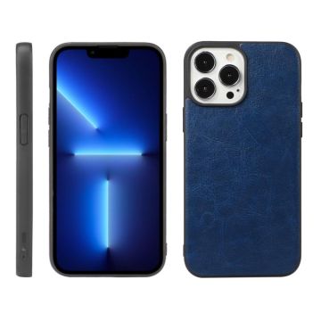 For iPhone 13 Pro Max Crazy Horse Texture PU Phone Case (Blue)