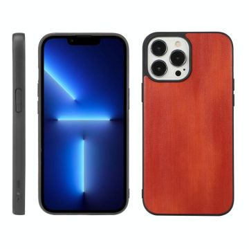 For iPhone 13 Pro Yellow Cow Texture PU Phone Case (Brown)