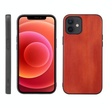 For iPhone 12 mini Yellow Cow Texture PU Phone Case (Brown)