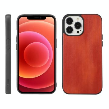 For iPhone 12 / 12 Pro Yellow Cow Texture PU Phone Case(Brown)