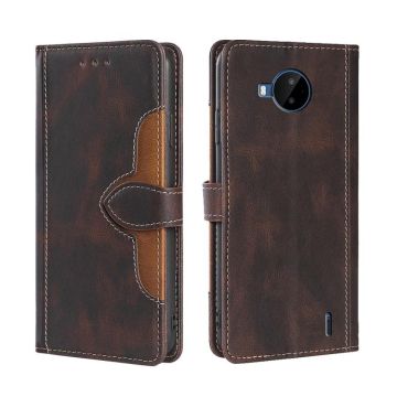 For Nokia C20 Plus Skin Feel Straw Hat Magnetic Buckle Leather Phone Case(Brown)