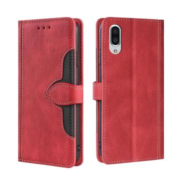 For Sharp Aquos Sense 3 Plus Skin Feel Straw Hat Magnetic Buckle Leather Phone Case(Red)