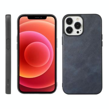 For iPhone 12 Pro Max Cowhide Texture PU Phone Case(Blue)