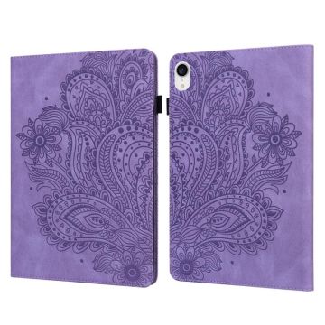 For iPad mini 6 / mini 2024 Peacock Embossed Pattern TPU + PU Leather Tablet Case(Purple)