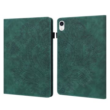 For iPad mini 6 / mini 2024 Peacock Embossed Pattern TPU + PU Leather Tablet Case(Green)