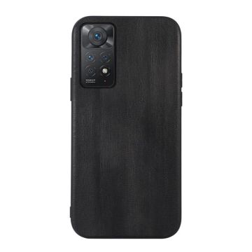 For Xiaomi Redmi Note 11 Pro Global Yellow Cow Texture PU Phone Case(Black)