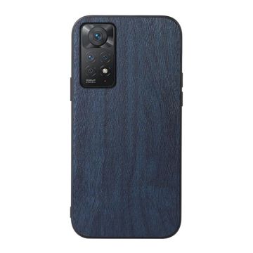 For Xiaomi Redmi Note 11 Pro Global Wood Texture PU Phone Case(Blue)