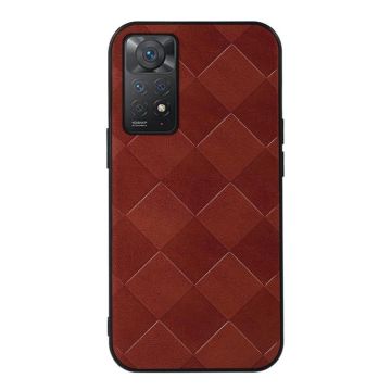 For Xiaomi Redmi Note 11 Pro Global Weave Plaid PU Phone Case(Brown)