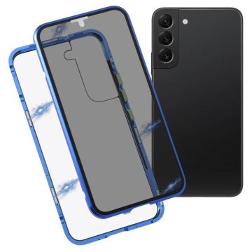 For Samsung Galaxy S22 5G Anti-peeping Magnetic Double-sided Tempered Glass Phone Case(Blue)