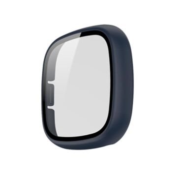 For Fitbit Versa 3 / Fitbit Sense Frosted PC +Tempered Glass Watch Case(Midnight Blue)