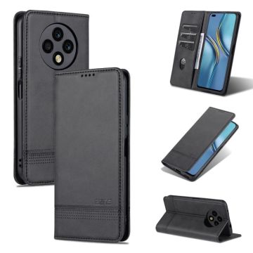 For U-Magic Enjoy 50 Plus AZNS Magnetic Calf Texture Horizontal Flip Leather Phone Case(Black)