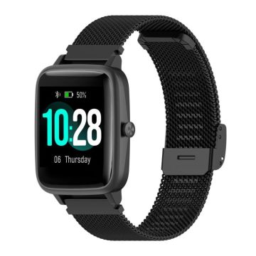 19mm Snap-fit Stainless Steel Mesh Watch Band(Black)