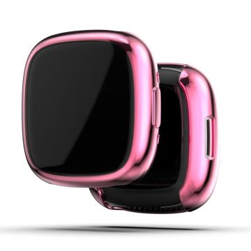 For Fitbit Versa 4 Full Coverage TPU Electroplating Watch Protective Case(Pink)