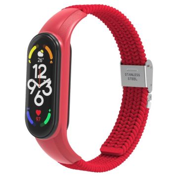 For Xiaomi Mi Band 7 Adjustable Nylon Braided Integrated Watch Band(Red)
