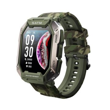 C20 1.71 inch TFT HD Screen Smart Watch, Support Heart Rate Monitoring/Blood Oxygen Monitoring(Green Camouflage)