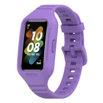 For Huawei Band 10 / 9 / 8 / 7 / 6 Universal Integrated Silicone Watch Band(Lilac Purple)