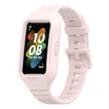 For Huawei Band 10 / 9 / 8 / 7 / 6 Universal Integrated Silicone Watch Band(Light Pink)