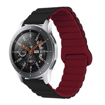 For Xiaomi Haylou RT / RT2 / GST / GS / RS3 Universal Reverse Buckle Magnetic Silicone Watch Band(Black Wine Red)