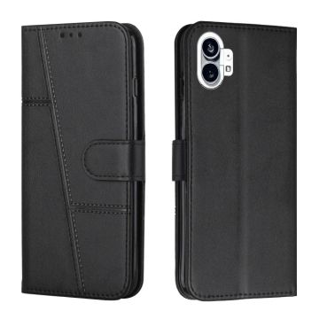 For Noting Phone 1 Stitching Calf Texture Buckle Leather Phone Case(Black)