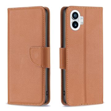 For Nothing Phone 1 Litchi Texture Pure Color Leather Phone Case(Brown)