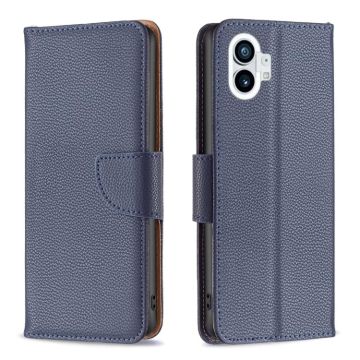 For Nothing Phone 1 Litchi Texture Pure Color Leather Phone Case(Blue)