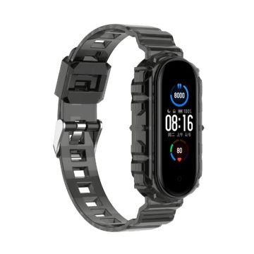 For Xiaomi Mi Band 5/6/7 Universal TPU Integrated Watch Band(Transparent Black)
