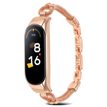 For Xiaomi Mi Band 7 / 6 / 5 / 4 / 3 Copper Chain Metal Watch Band Unibody Case(Rose Gold)