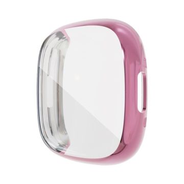 For Fitbit Versa 4 / Sense 2 Electroplating Full Coverage TPU Watch Case(Rose Gold)