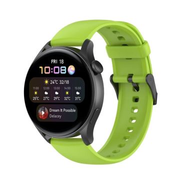 For Huawei Watch3 Pro New Solid Color Soft Silicone Watch Band(Lime Green)