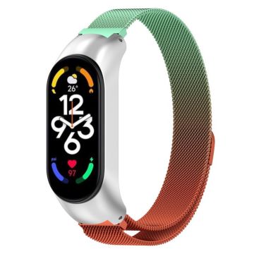 For Xiaomi Mi Band 7 / 7NFC Milan Metal Stainless Steel Watch Band(Light Blue+Orange)
