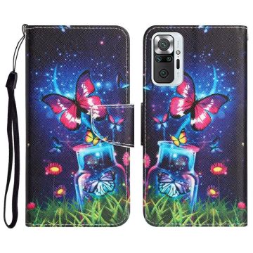 For Xiaomi Redmi Note 10 Pro 4G Colored Drawing Leather Phone Case(Bottle Butterfly)