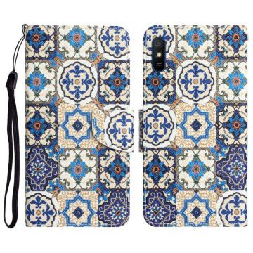 For Xiaomi Redmi 9A Colored Drawing Leather Phone Case(Vintage Totem)
