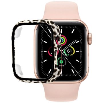 Tempered Glass Film PC Watch Case For Apple Watch Series SE 3&SE 2&6&SE&5&4 44mm(Leopard Print)