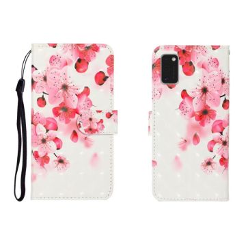 For Galaxy A41 3D Colored Drawing Horizontal Flip Leather Case with Holder & Card Slot & Wallet(Red Flower)