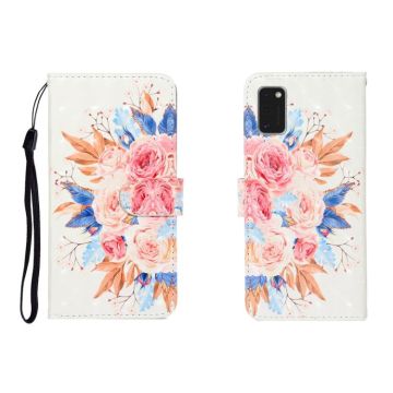 For Galaxy A41 3D Colored Drawing Horizontal Flip Leather Case with Holder & Card Slot & Wallet(Sun Flower)