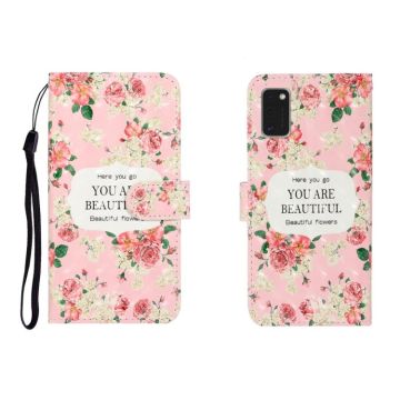 For Galaxy A41 3D Colored Drawing Horizontal Flip Leather Case with Holder & Card Slot & Wallet(Rose Flower)