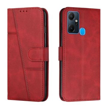 For Infinix Smart 6 Plus Stitching Calf Texture Buckle Leather Phone Case(Red)