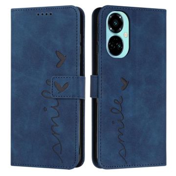 For Tecno Camon 19 Skin Feel Heart Pattern Leather Phone Case(Blue)