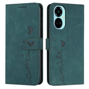 For Tecno Camon 19 Pro 5G Skin Feel Heart Pattern Leather Phone Case(Green)