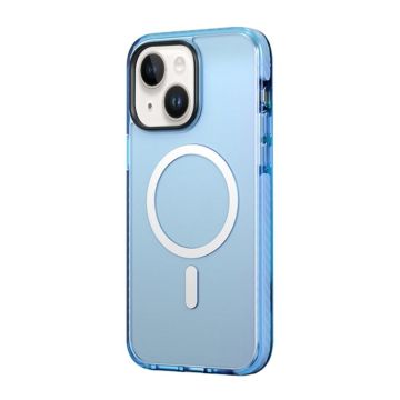 For iPhone 14 ROCK Double-layer Armor Shield MagSafe Magnetic Phone Case (Blue)