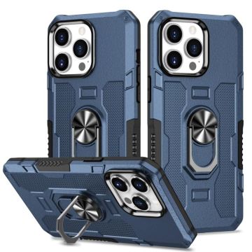 For iPhone 12 Pro Max Ring Holder Armor Hybrid Phone Case(Blue)