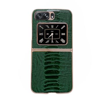 For Motorola Moto Razr 2022 Genuine Leather Weilai Series Nano Plating Phone Case(Green)