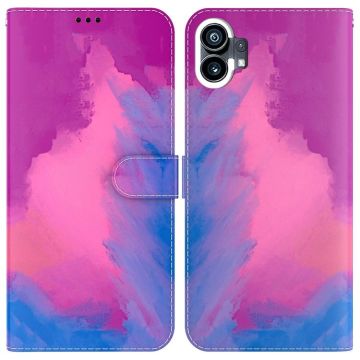 For Nothing Phone 1 Watercolor Pattern Flip Leather Phone Case(Purple Red)