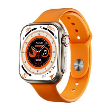 WS8 Plus 2.0 inch IPS Full Touch Screen Smart Watch, IP68 Waterproof Support Heart Rate & Blood Oxygen Monitoring / Sports Modes(Gold+Orange)