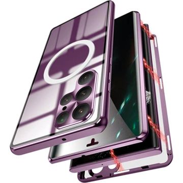 For Samsung Galaxy S22 Ultra 5G Lens Protector MagSafe Double Sided Magnetic Phone Case(Wine Red)