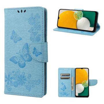 For Samsung Galaxy A54 5G Butterfly Embossed Horizontal Flip Leather Phone Case(Blue)